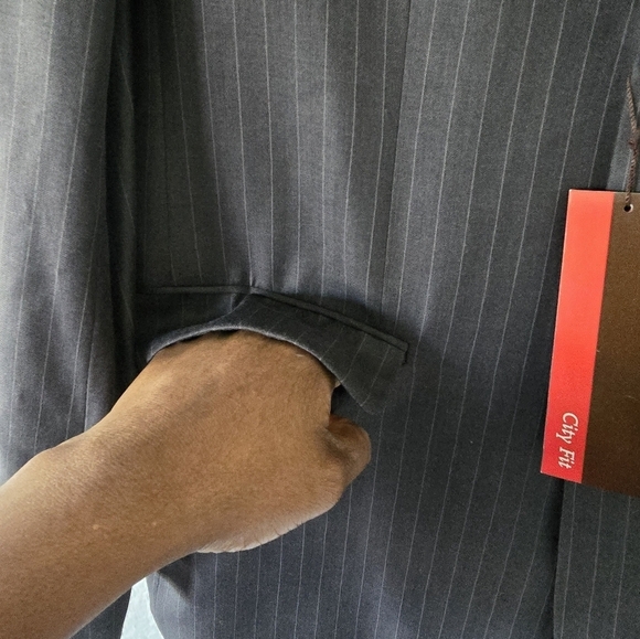 Perry Ellis Blazer Sports Coat Mens Sz 42 Striped Gray City Fit 2button New - Picture 7 of 16